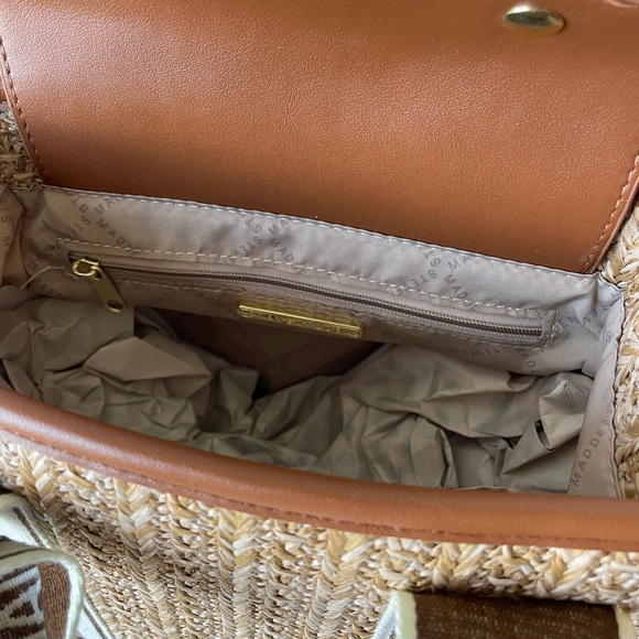 NWT STEVE MADDEN Straw Bwebber Satchel Bag in Cognac - Picture 7 of 8